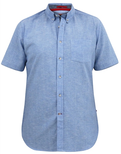 D555 Hazelwood 1 Linen Mix S/S Shirt With Button Down Collar Blue